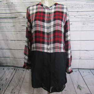 Hi Lo Plaid Color Block Tunic Shirt
